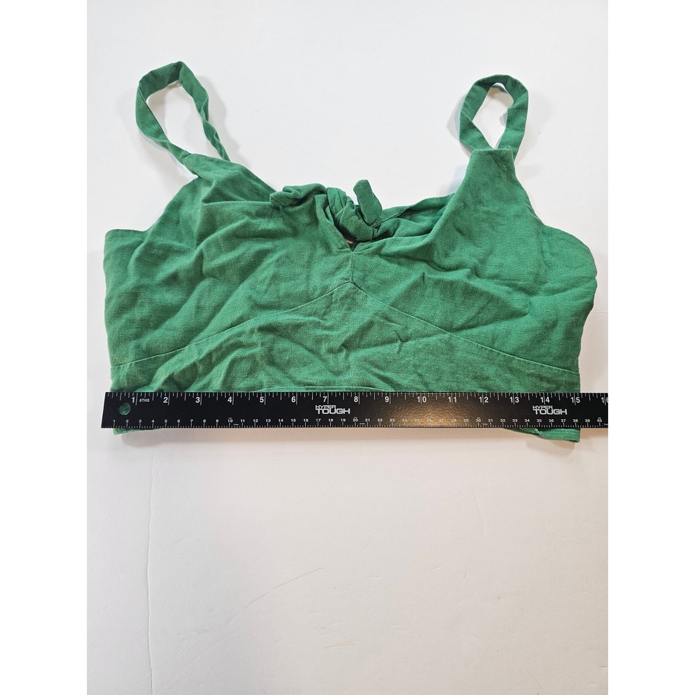 Universal Thread Crop Top Womens Medium Green Tie Front Summer Smocked Camisole - Picture 6 of 6